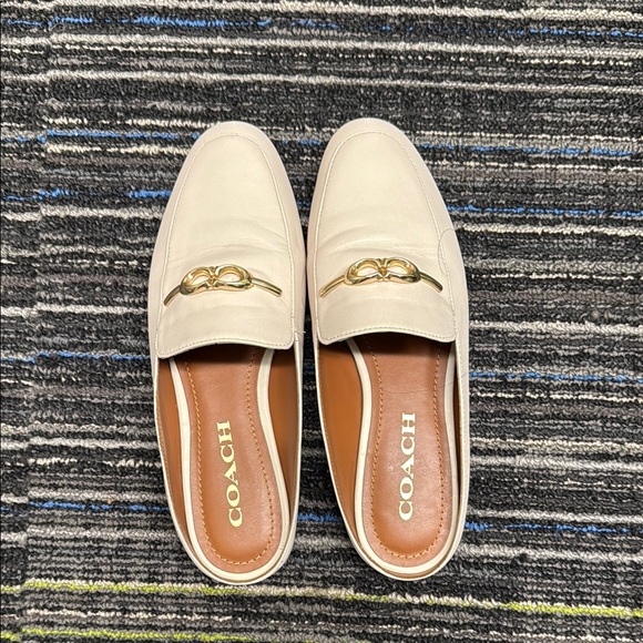 Coach Cream and Gold Mules with Gold Hardware - Sold with original box s… - Picture 1 of 8